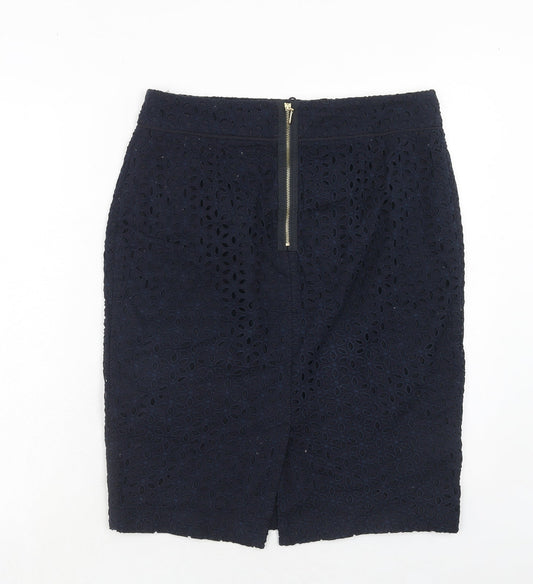 Autograph Womens Blue Geometric Polyester A-Line Skirt Size 32 in Zip