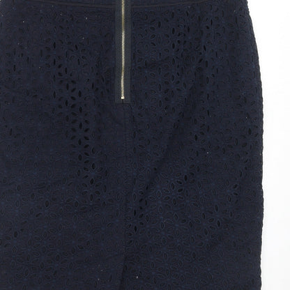 Autograph Womens Blue Geometric Polyester A-Line Skirt Size 32 in Zip