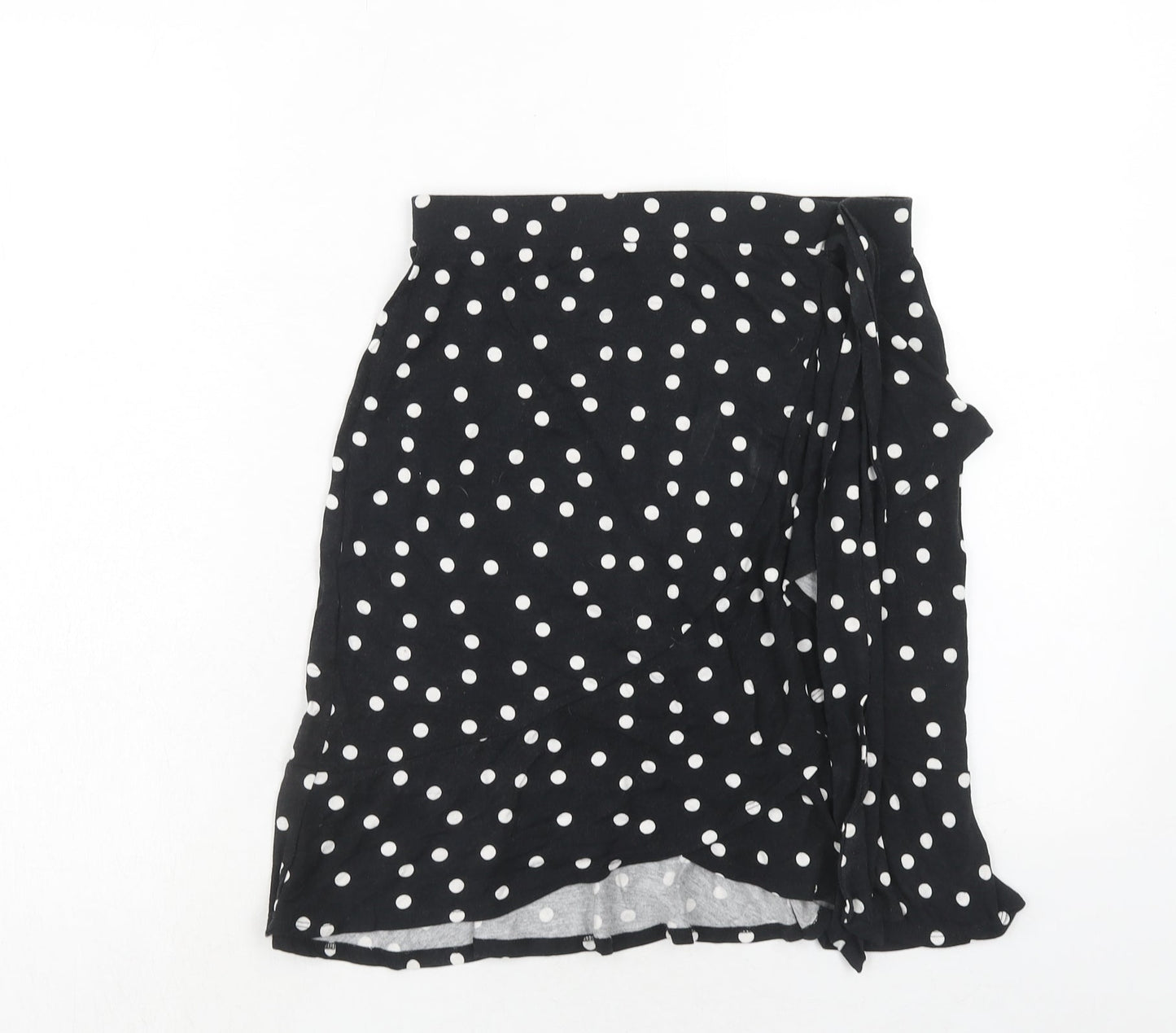 ASOS Womens Black Polka Dot Viscose Skater Skirt Size 10