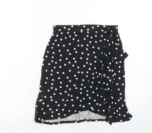 ASOS Womens Black Polka Dot Viscose Skater Skirt Size 10