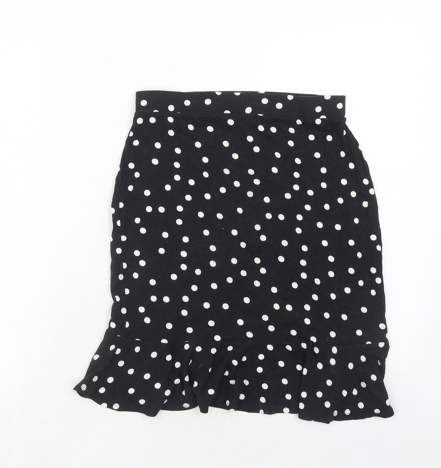 ASOS Womens Black Polka Dot Viscose Skater Skirt Size 10