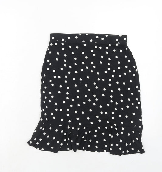 ASOS Womens Black Polka Dot Viscose Skater Skirt Size 10