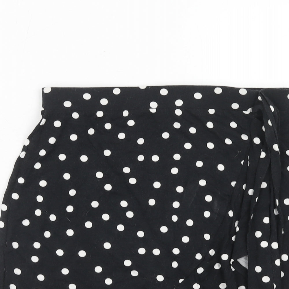 ASOS Womens Black Polka Dot Viscose Skater Skirt Size 10