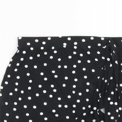 ASOS Womens Black Polka Dot Viscose Skater Skirt Size 10