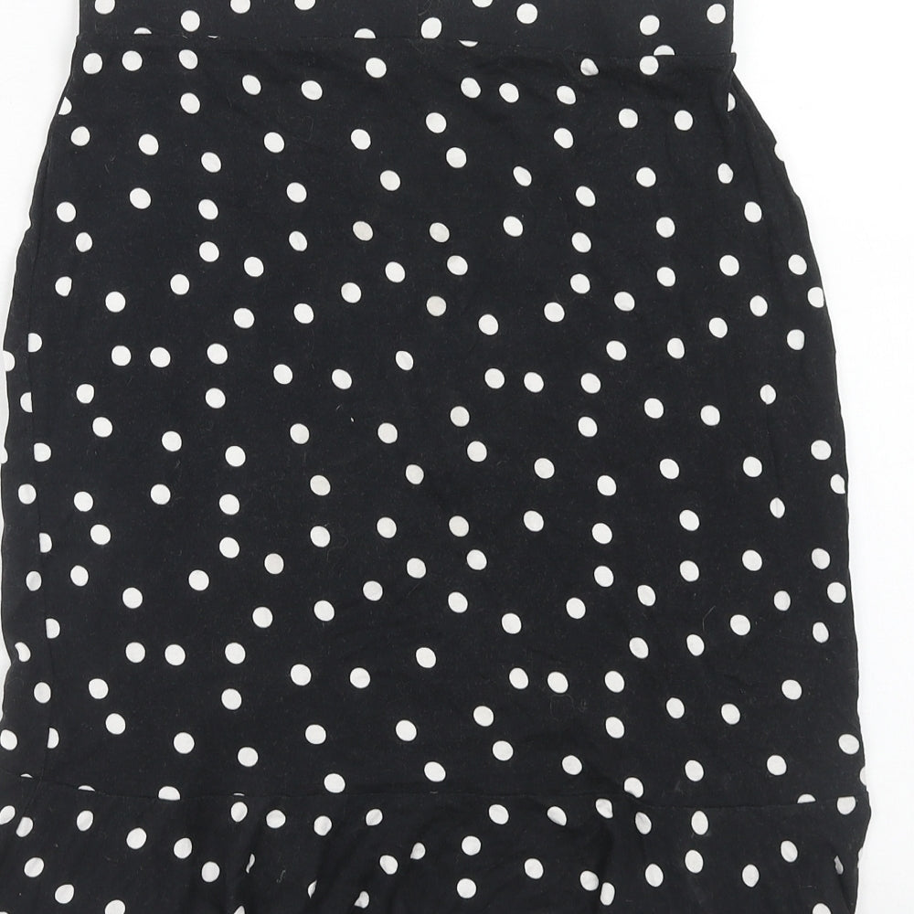 ASOS Womens Black Polka Dot Viscose Skater Skirt Size 10