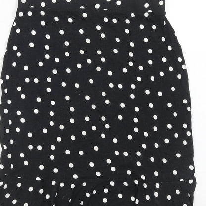 ASOS Womens Black Polka Dot Viscose Skater Skirt Size 10