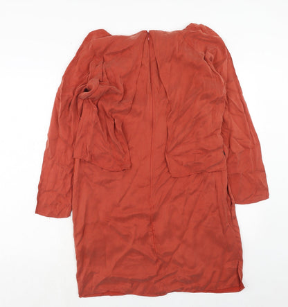 French Connection Womens Orange Cupro A-Line Size 12 Boat Neck Zip