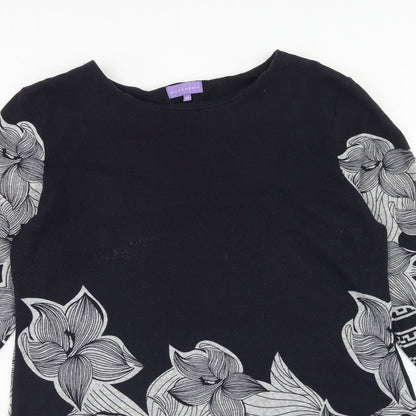 Autonomy Womens Blue Floral Polyester A-Line Size 12 Round Neck Pullover