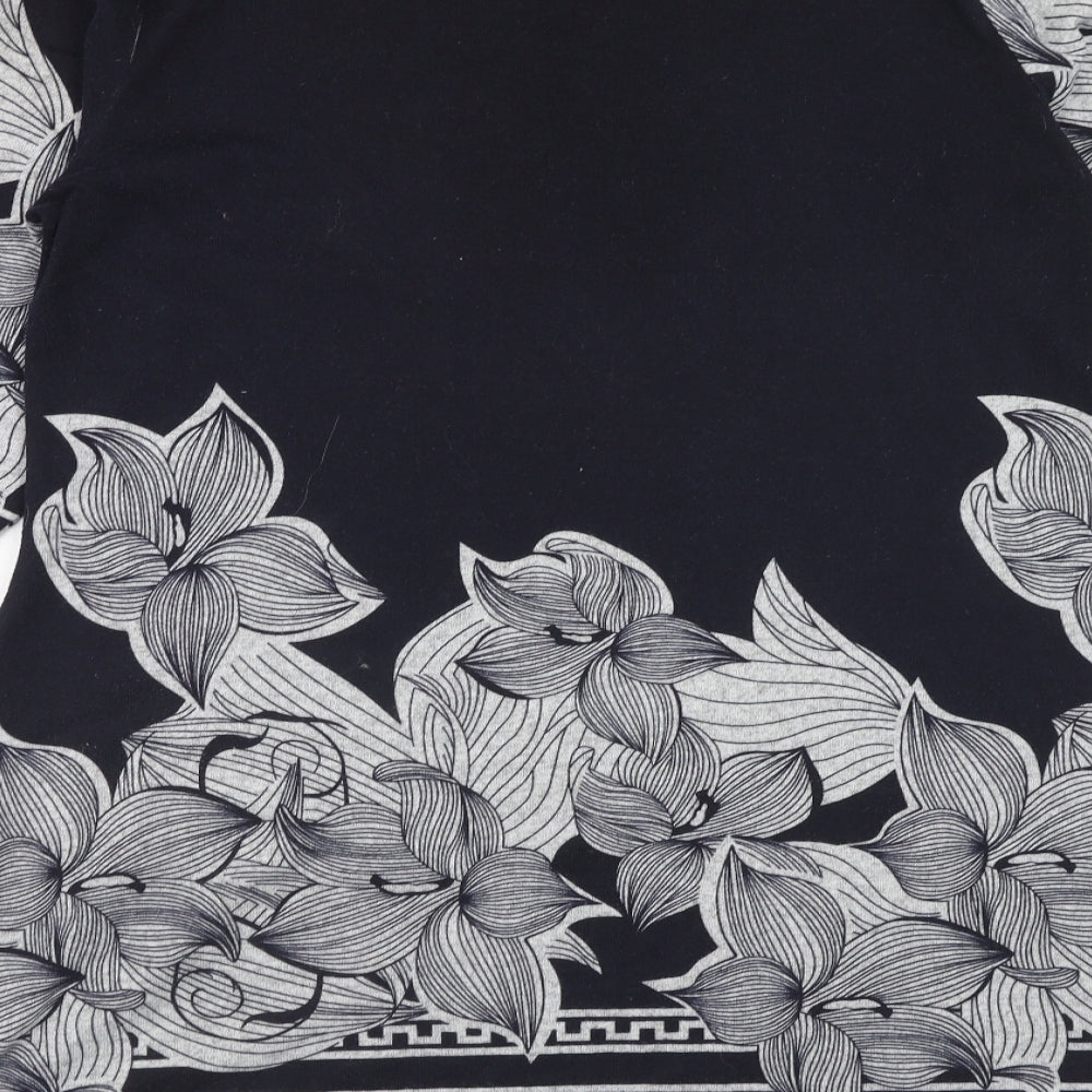 Autonomy Womens Blue Floral Polyester A-Line Size 12 Round Neck Pullover