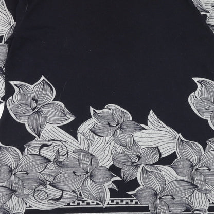 Autonomy Womens Blue Floral Polyester A-Line Size 12 Round Neck Pullover