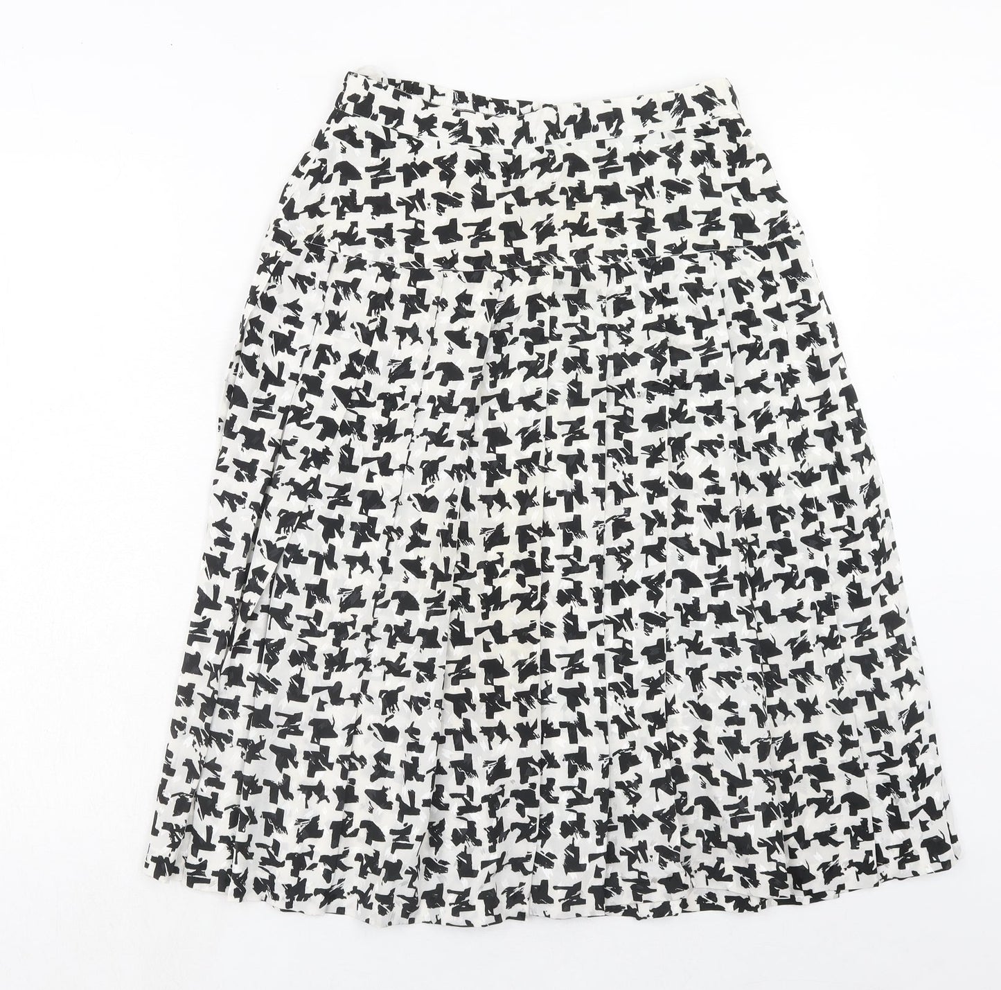 Tricoville Womens White Geometric Polyester Swing Skirt Size 12 Zip