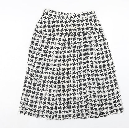 Tricoville Womens White Geometric Polyester Swing Skirt Size 12 Zip