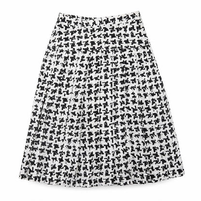 Tricoville Womens White Geometric Polyester Swing Skirt Size 12 Zip