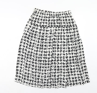 Tricoville Womens White Geometric Polyester Swing Skirt Size 12 Zip