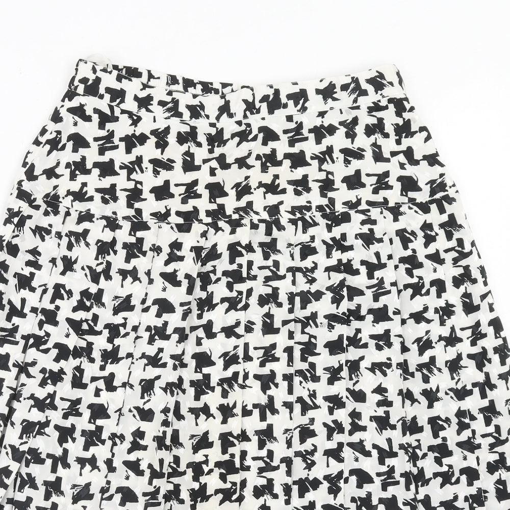 Tricoville Womens White Geometric Polyester Swing Skirt Size 12 Zip