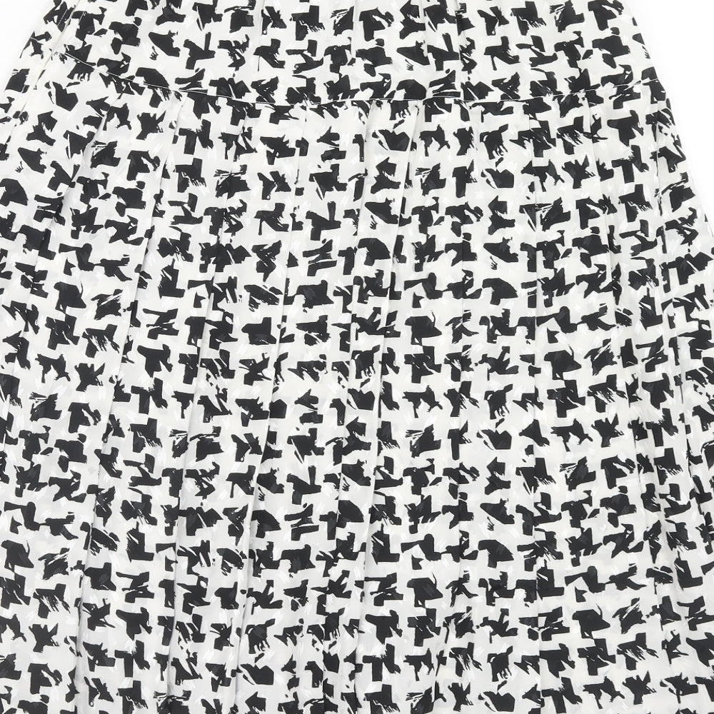 Tricoville Womens White Geometric Polyester Swing Skirt Size 12 Zip