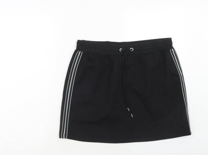 H&M Womens Black Polyester A-Line Skirt Size L Drawstring