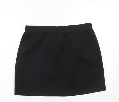 H&M Womens Black Polyester A-Line Skirt Size L Drawstring