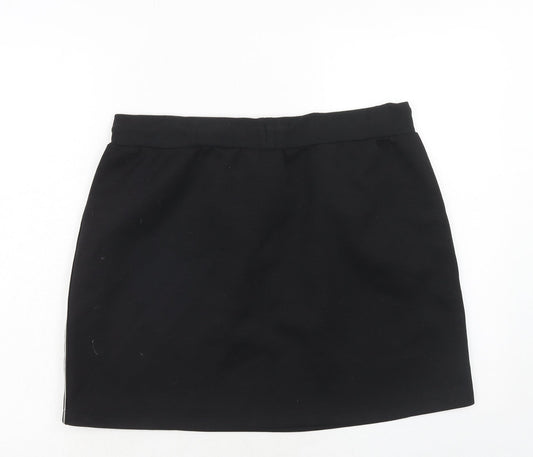 H&M Womens Black Polyester A-Line Skirt Size L Drawstring
