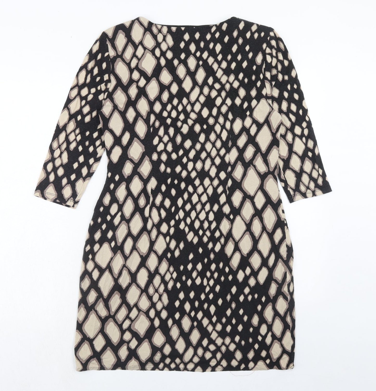 Precis Womens Brown Geometric Viscose A-Line Size 14 Round Neck Pullover