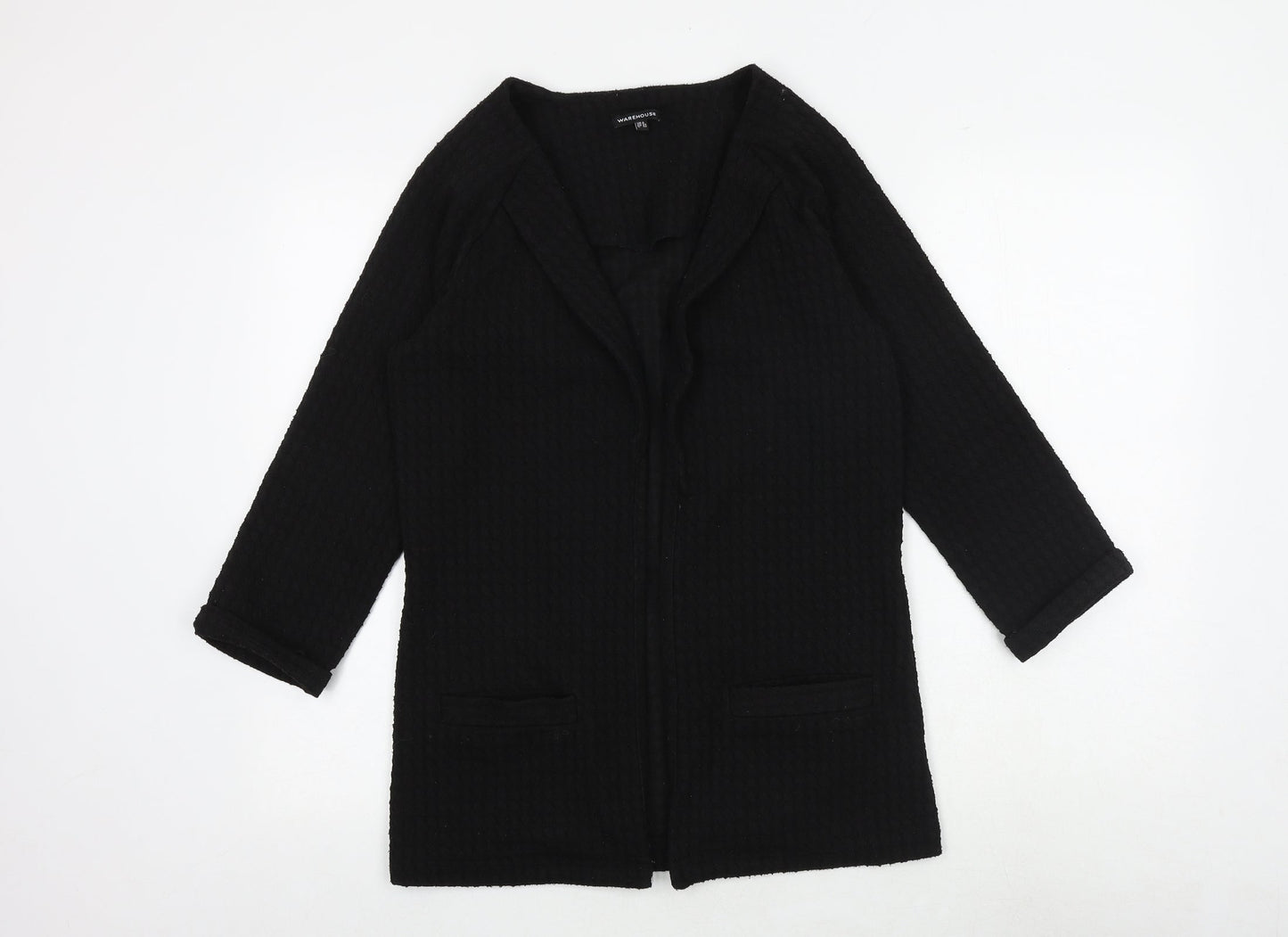 Womens UK Size 6 Warehouse Black Cardigan Jumper