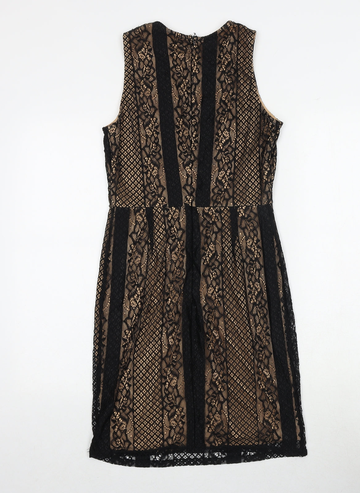 Mela London Womens Black Polyester Shift Size 12 Round Neck Zip