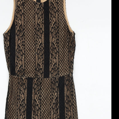 Mela London Womens Black Polyester Shift Size 12 Round Neck Zip