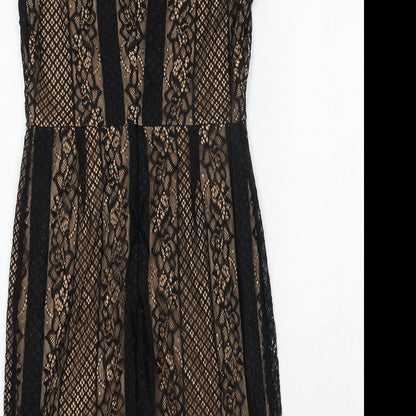 Mela London Womens Black Polyester Shift Size 12 Round Neck Zip