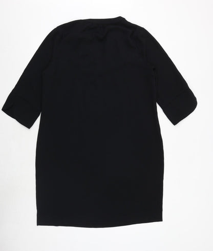 Marks and Spencer Womens Black Polyester A-Line Size 14 Round Neck Pullover