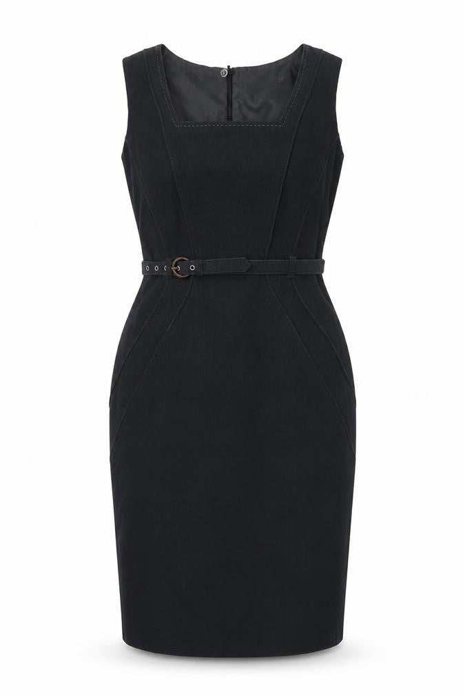 Marks and Spencer Womens Grey Polyester Shift Size 10 Square Neck Buckle