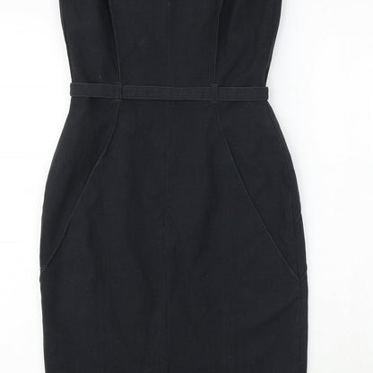Marks and Spencer Womens Grey Polyester Shift Size 10 Square Neck Buckle