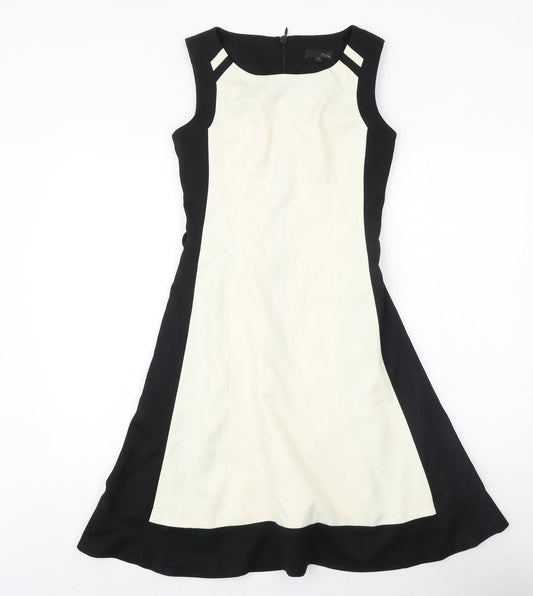 NEXT Womens Black Polyester A-Line Size 6 Round Neck Zip