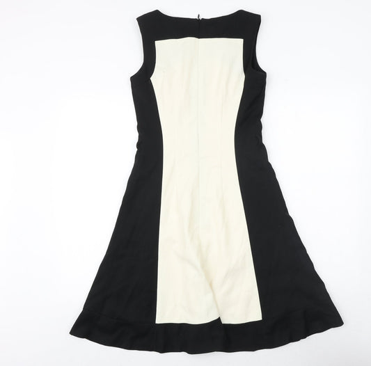 NEXT Womens Black Polyester A-Line Size 6 Round Neck Zip