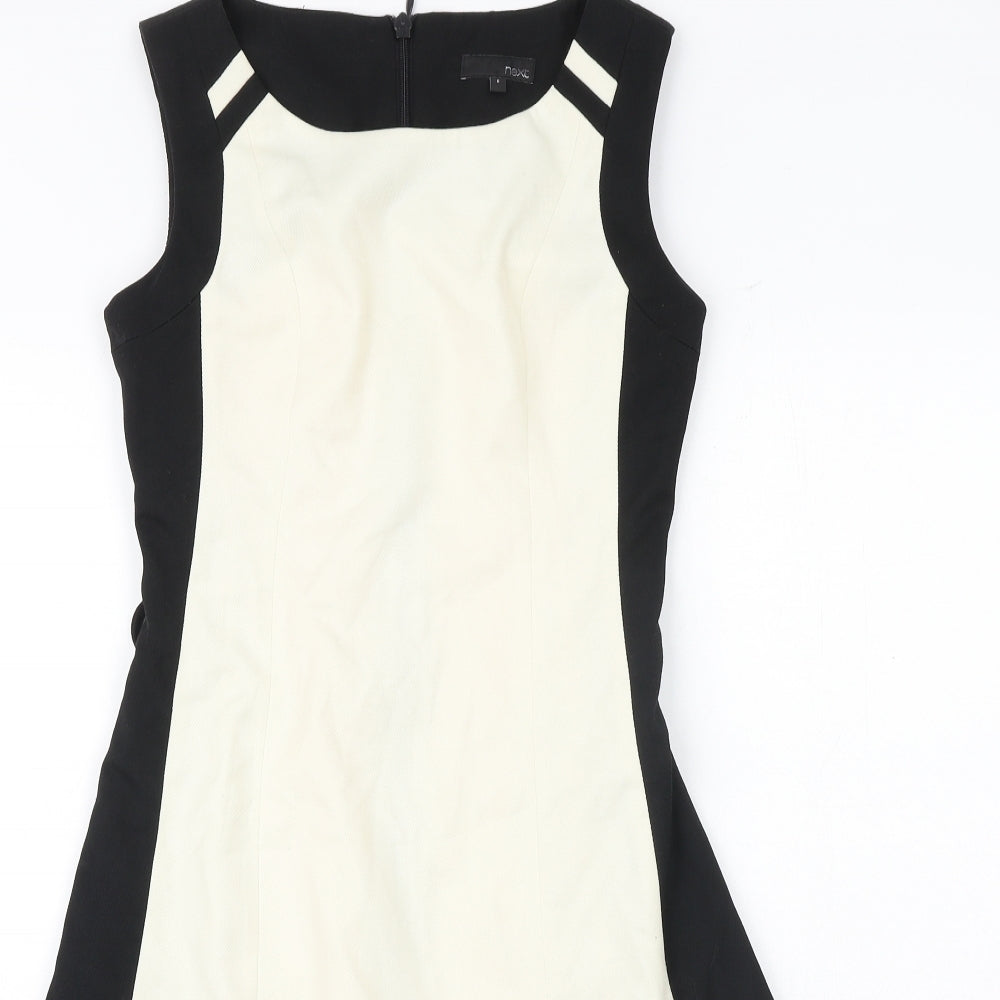 NEXT Womens Black Polyester A-Line Size 6 Round Neck Zip