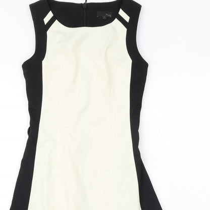 NEXT Womens Black Polyester A-Line Size 6 Round Neck Zip