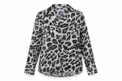 Pretty Lavish Womens Black Animal Print Polyester Basic Button-Up Size S Collared - Leopard Print
