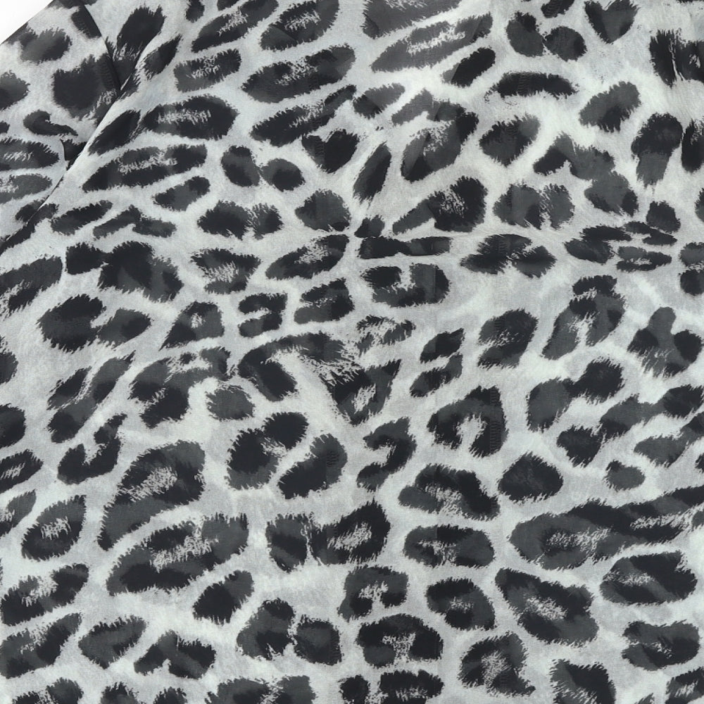 Pretty Lavish Womens Black Animal Print Polyester Basic Button-Up Size S Collared - Leopard Print