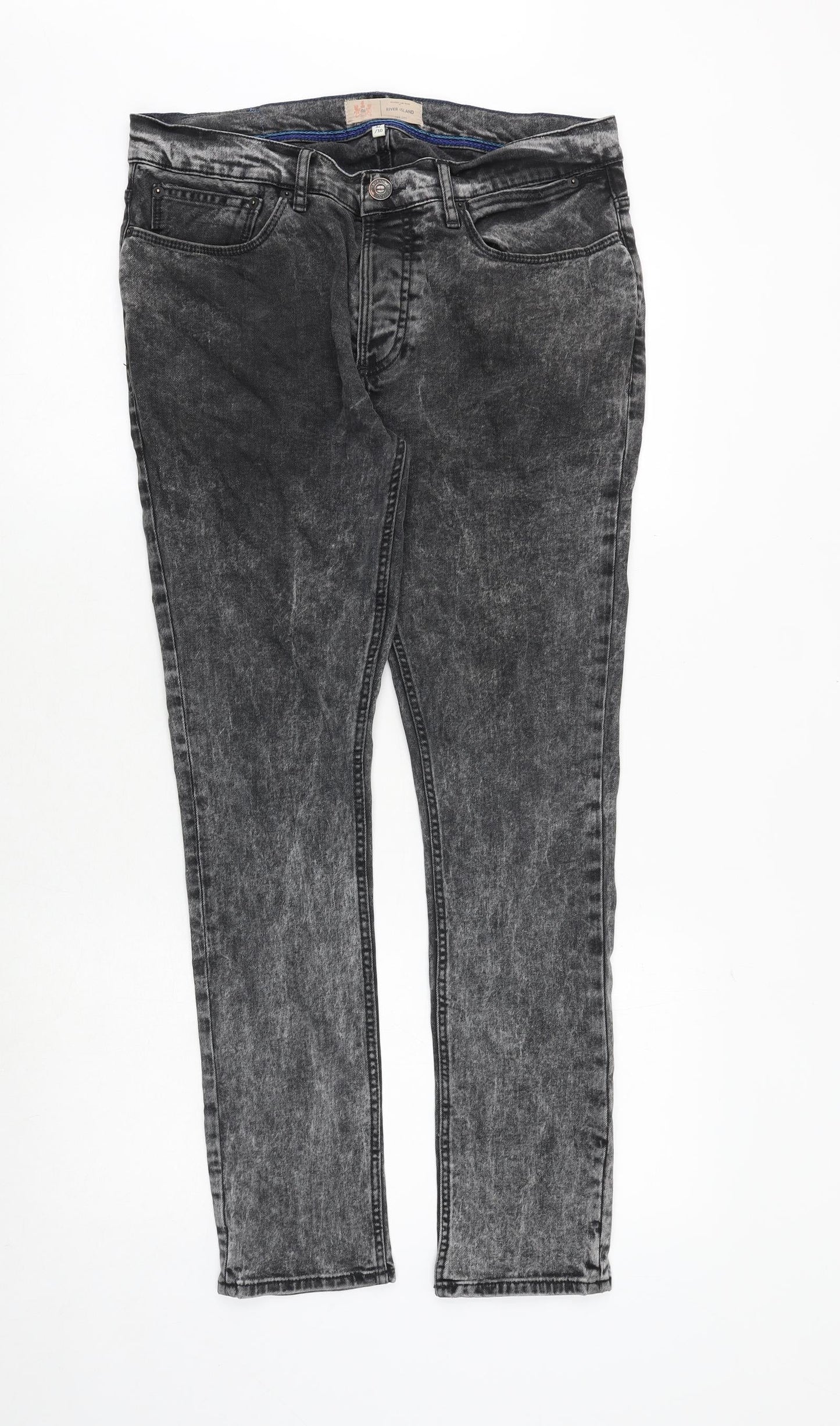 Mens UK Size 32 in River Island Regular Fit Skinny Grey Jeans