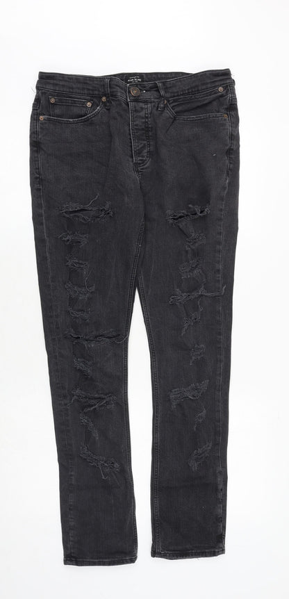 Mens UK Size 32 in River Island Regular Fit Skinny Grey Jeans