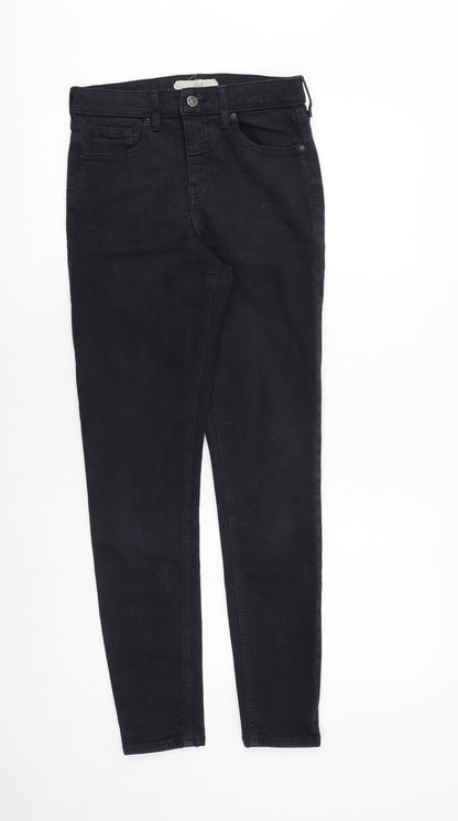 Topshop Womens Black Cotton Skinny Jeans Size 28 in Regular Zip