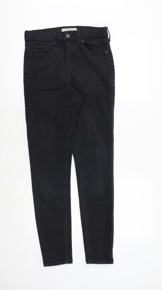 Topshop Womens Black Cotton Skinny Jeans Size 28 in Regular Zip