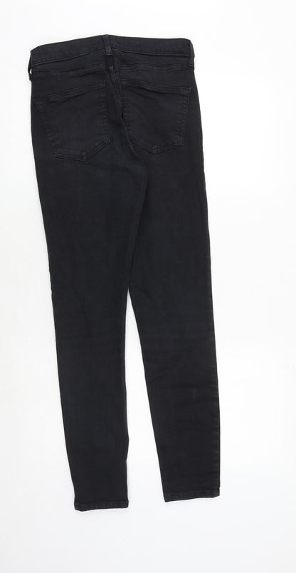 Topshop Womens Black Cotton Skinny Jeans Size 28 in Regular Zip