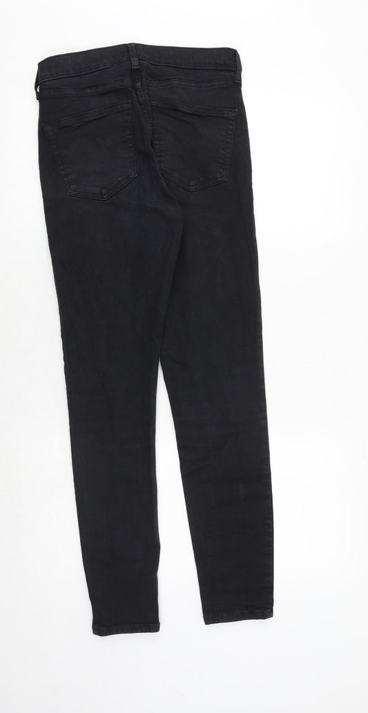 Topshop Womens Black Cotton Skinny Jeans Size 28 in Regular Zip