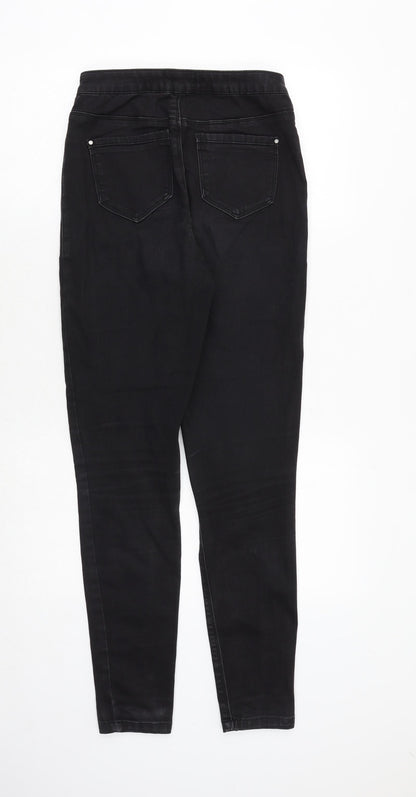 Missguided Womens Black Cotton Skinny Jeans Size 10 Regular Zip