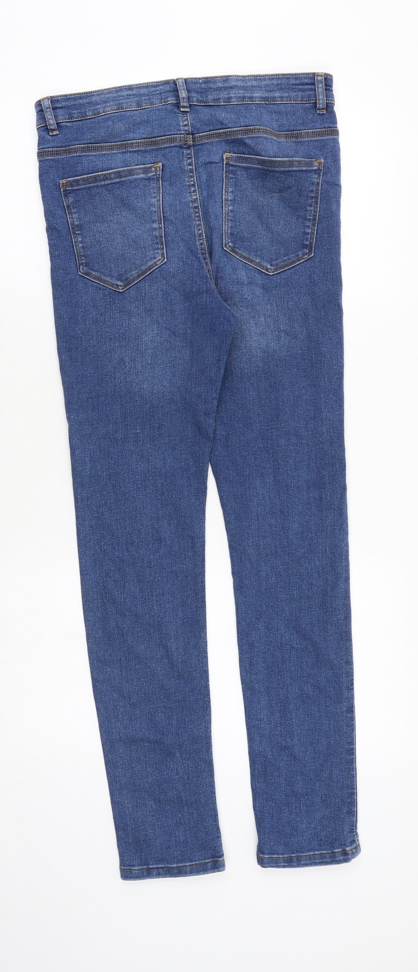 DNM Issue Girls Blue Cotton Skinny Jeans Size 14 Years Regular Zip