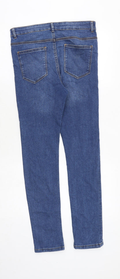 DNM Issue Girls Blue Cotton Skinny Jeans Size 14 Years Regular Zip