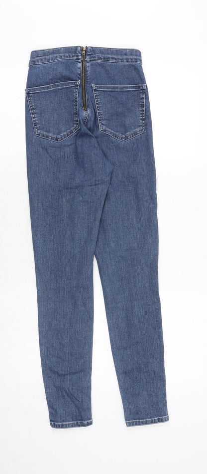 Topshop Womens Blue Cotton Skinny Jeans Size 28 in Regular Zip