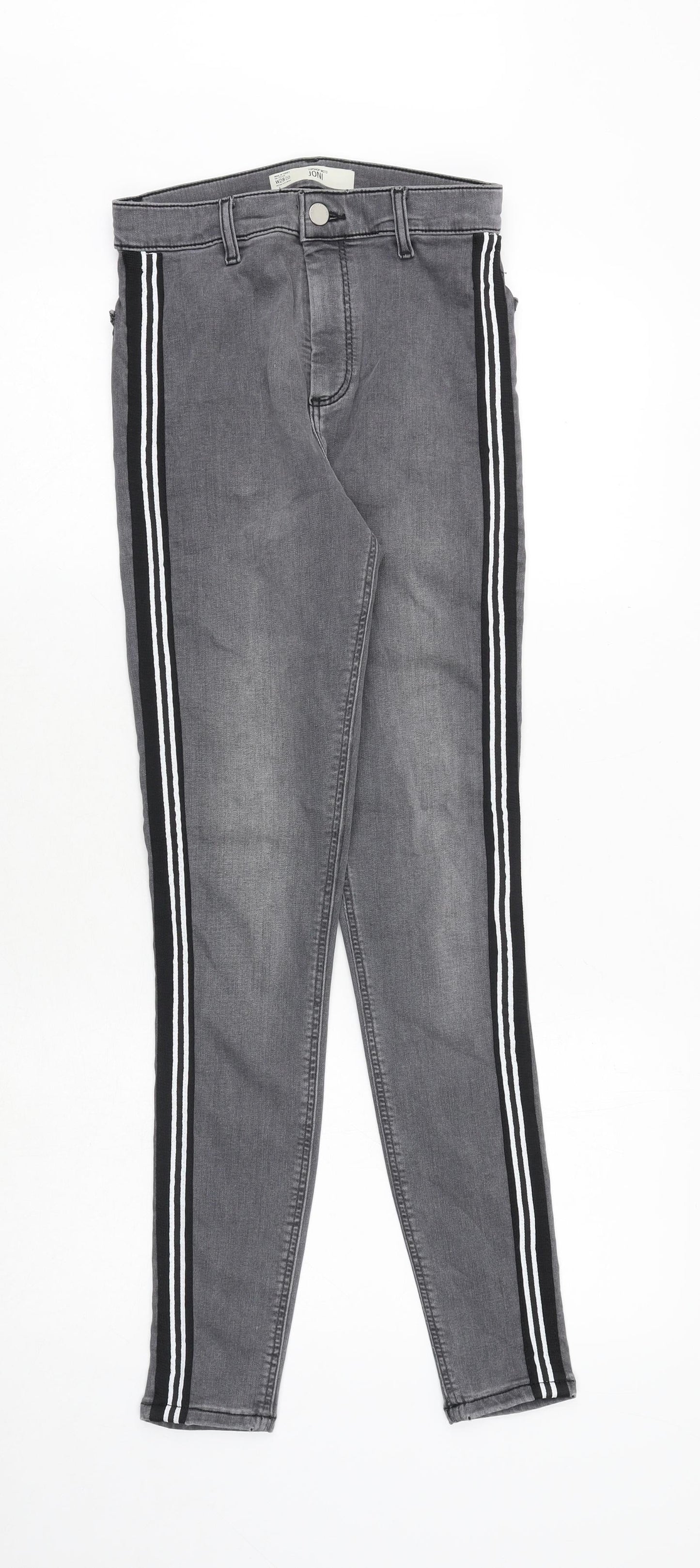 Topshop Womens Grey Cotton Skinny Jeans Size 28 in Regular Zip