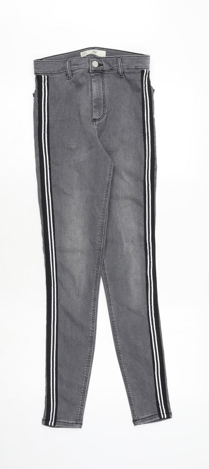Topshop Womens Grey Cotton Skinny Jeans Size 28 in Regular Zip