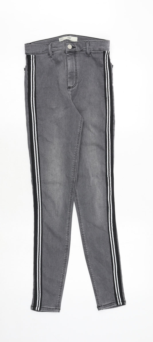 Topshop Womens Grey Cotton Skinny Jeans Size 28 in Regular Zip